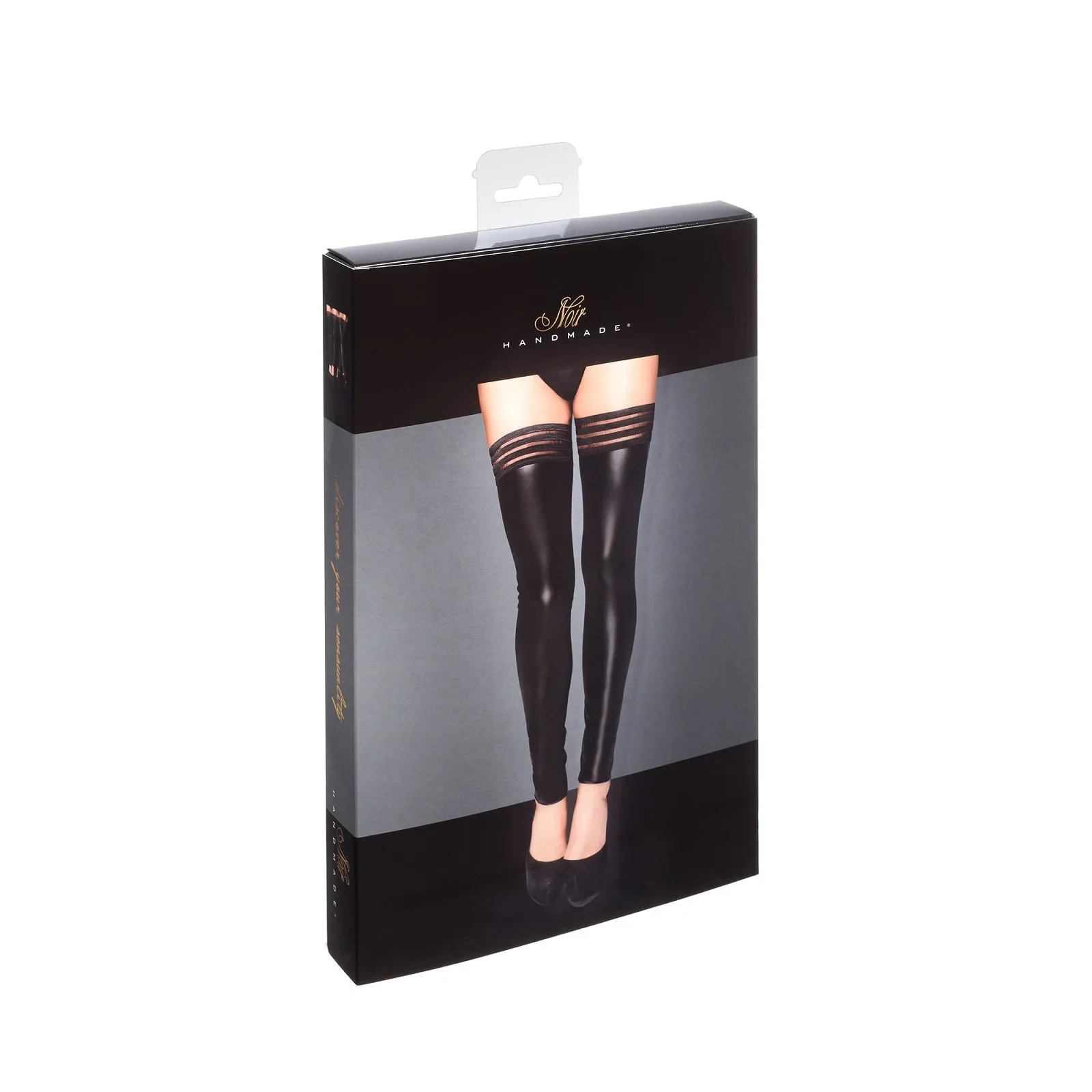 Powerwetlook stockings with elastic tape