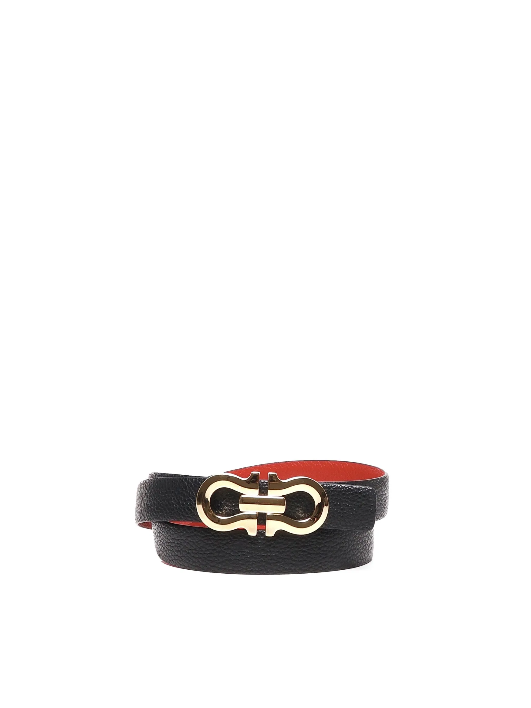 Reversible Calfskin Belt in Black and Red