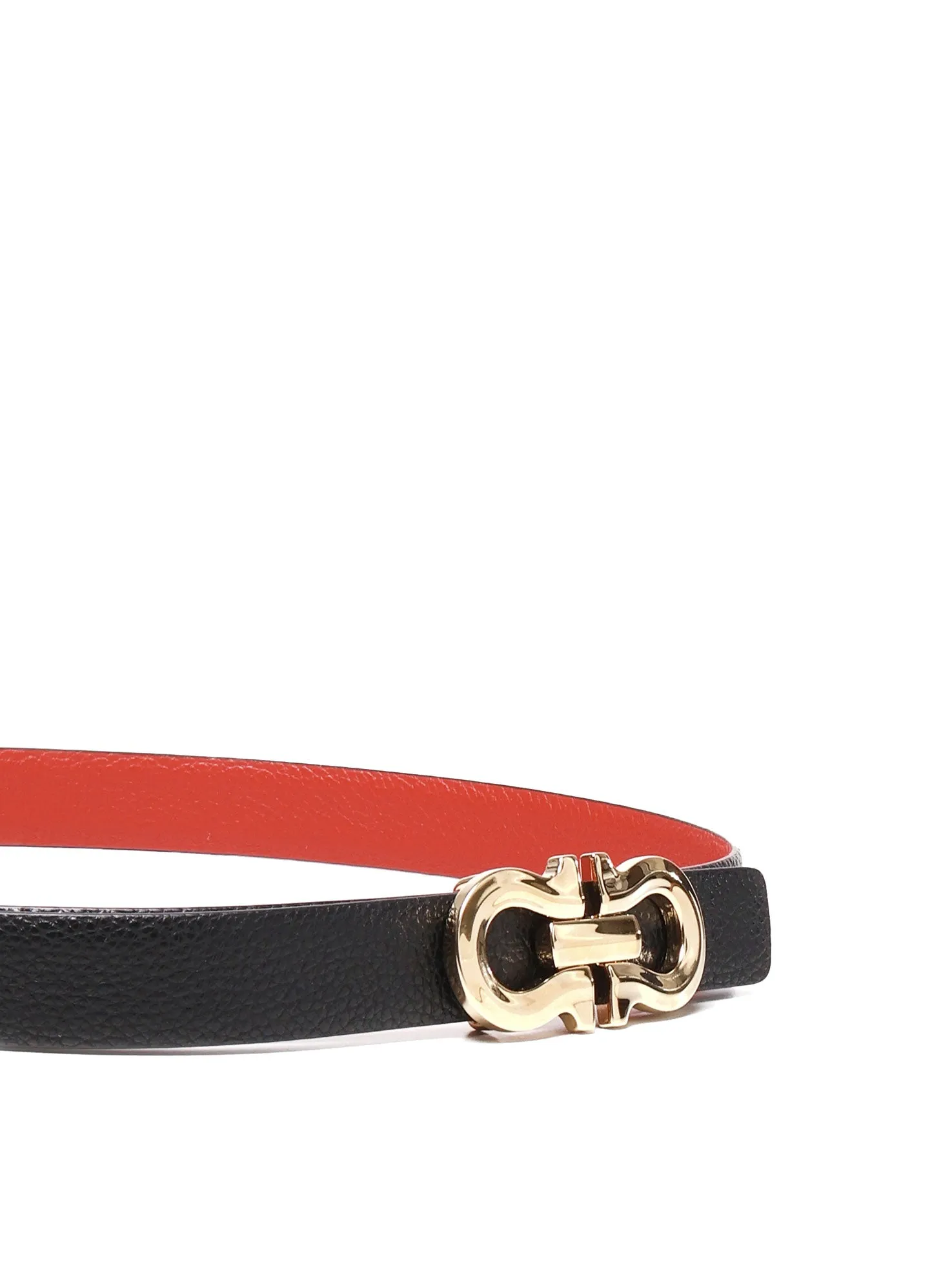 Reversible Calfskin Belt in Black and Red