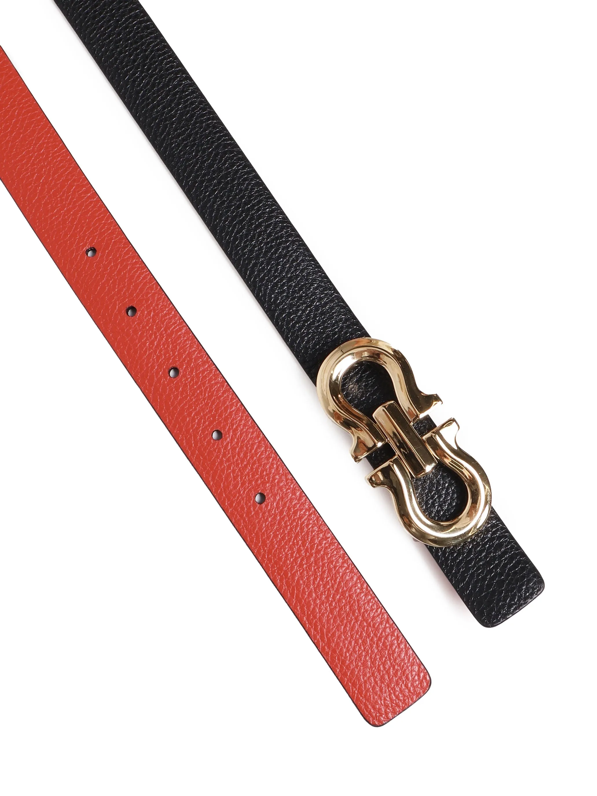 Reversible Calfskin Belt in Black and Red