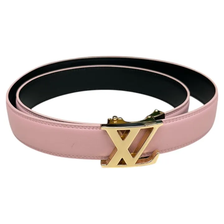 Rose Pink Men's Luxury Belt Genuine Leather Gold Buckle