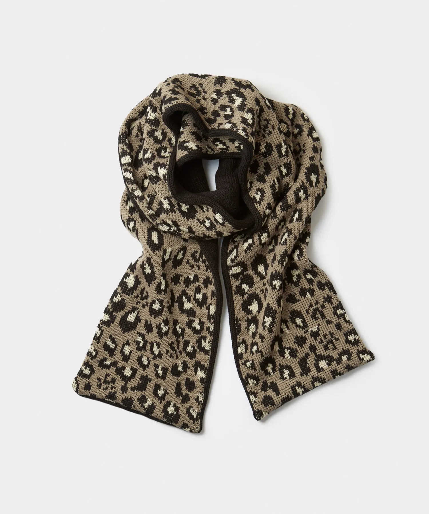 RoToTo Reversible Chunky Muffler in Grey Leopard