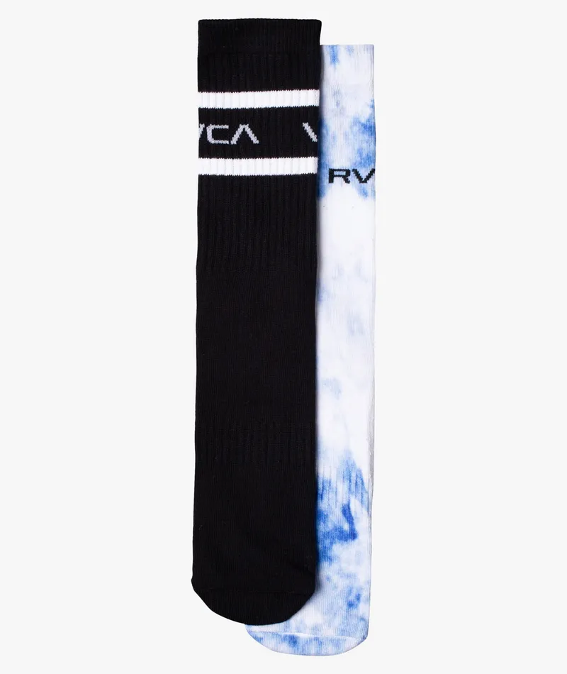 RVCA 2 Pack Tie Dye Crew Socks-Blue