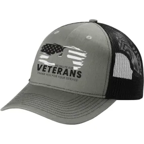 Salute Our Veterans Embroidered Grey & Black Ball Cap