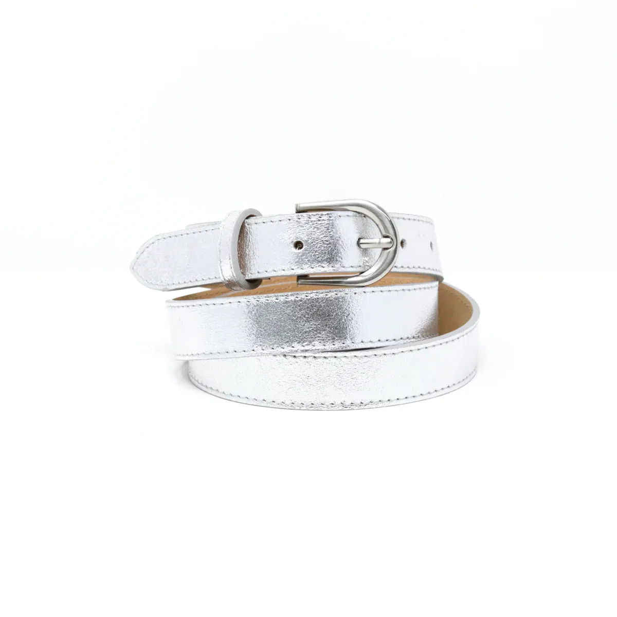 Silver Leather Belt