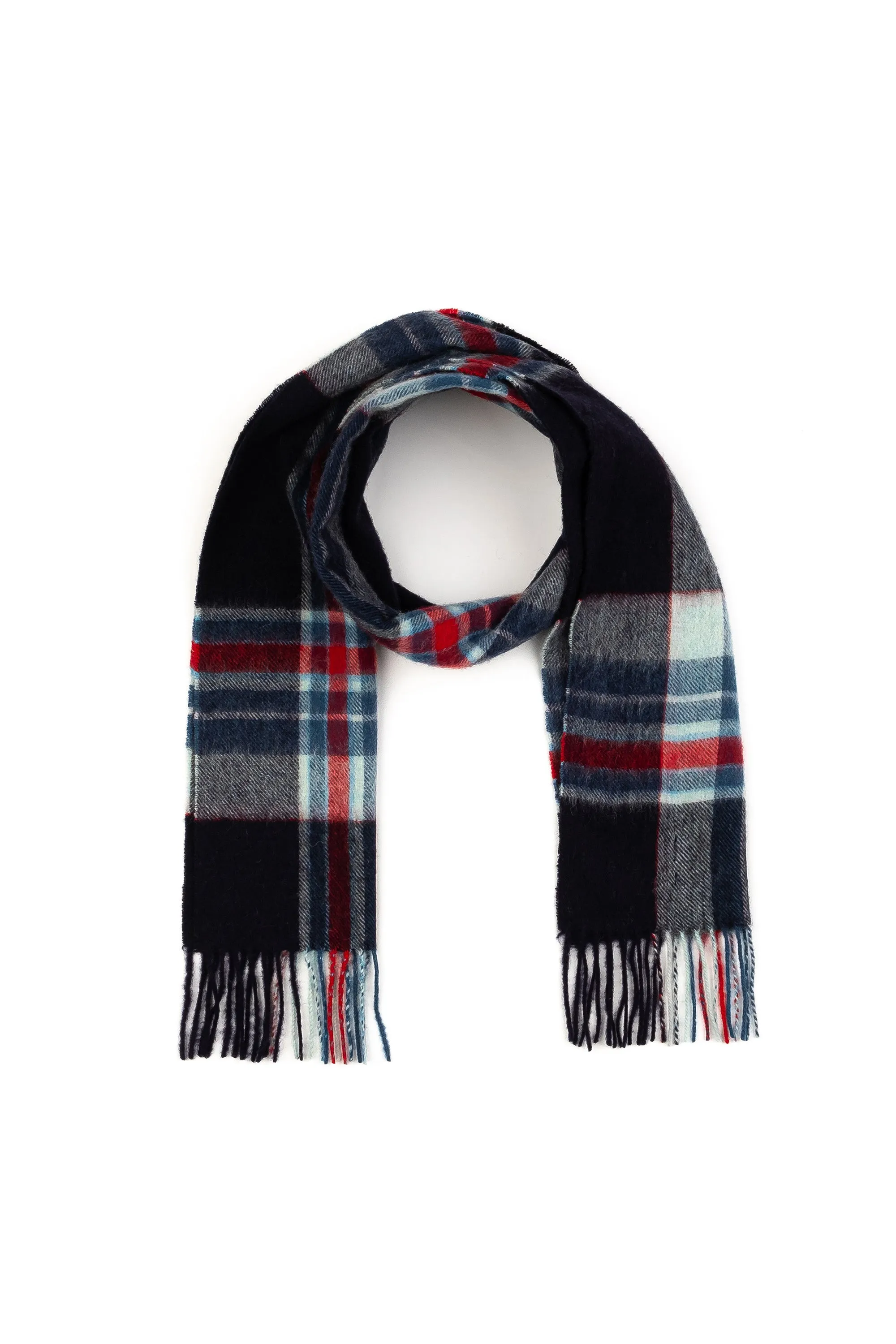 Square Check Lambswool Scarf - Blue Centre