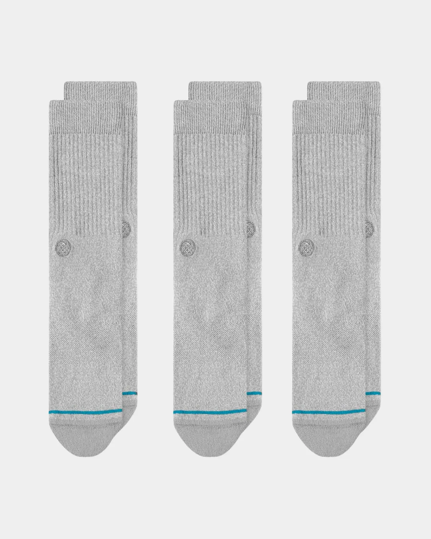 Stance Icon 3 Pack Crewcut Socks Grey Heather