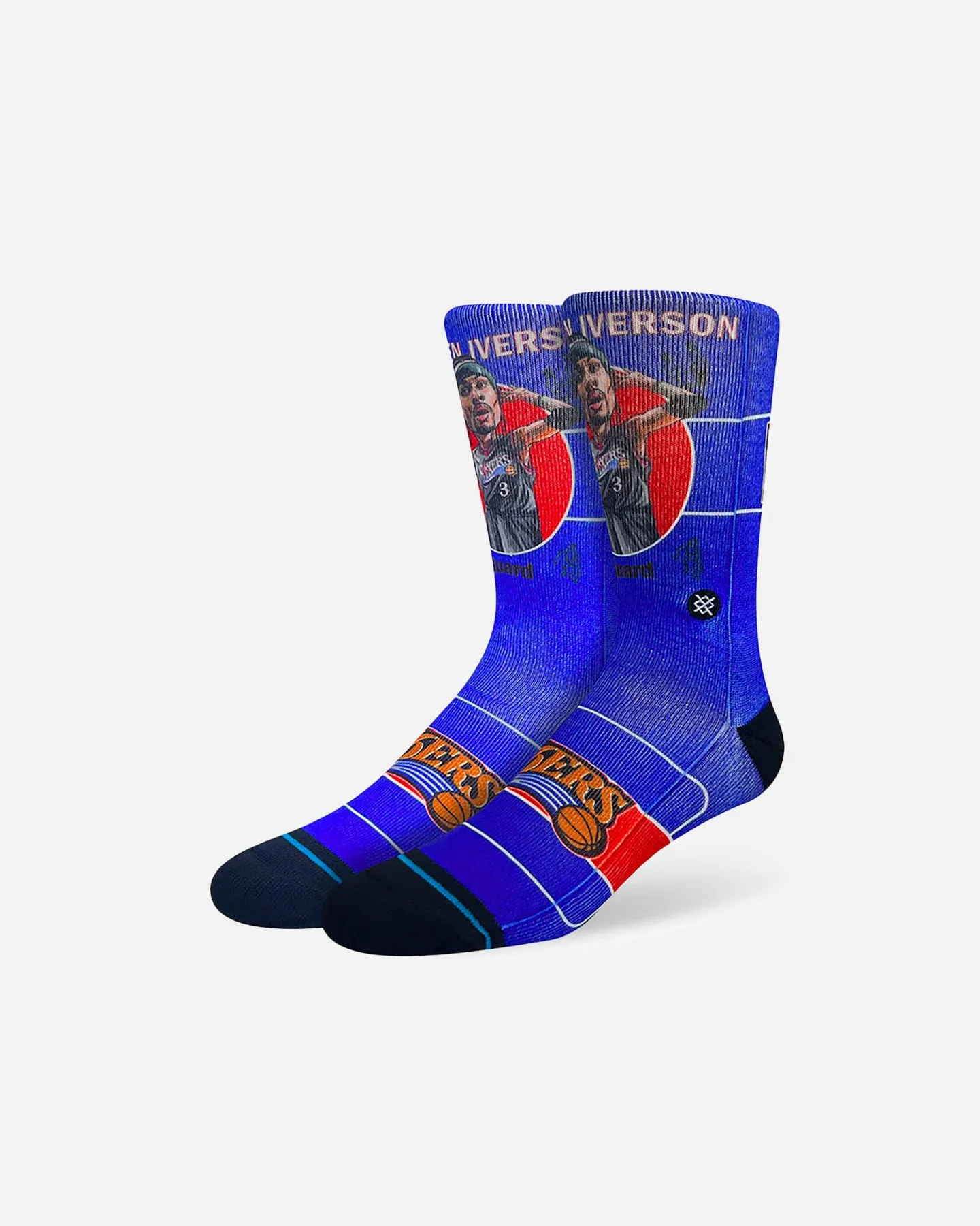 Stance X NBA Philadelphia 76ers Allen Iverson Retro Bighead Crewcut Socks Multi