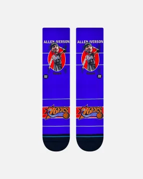 Stance X NBA Philadelphia 76ers Allen Iverson Retro Bighead Crewcut Socks Multi