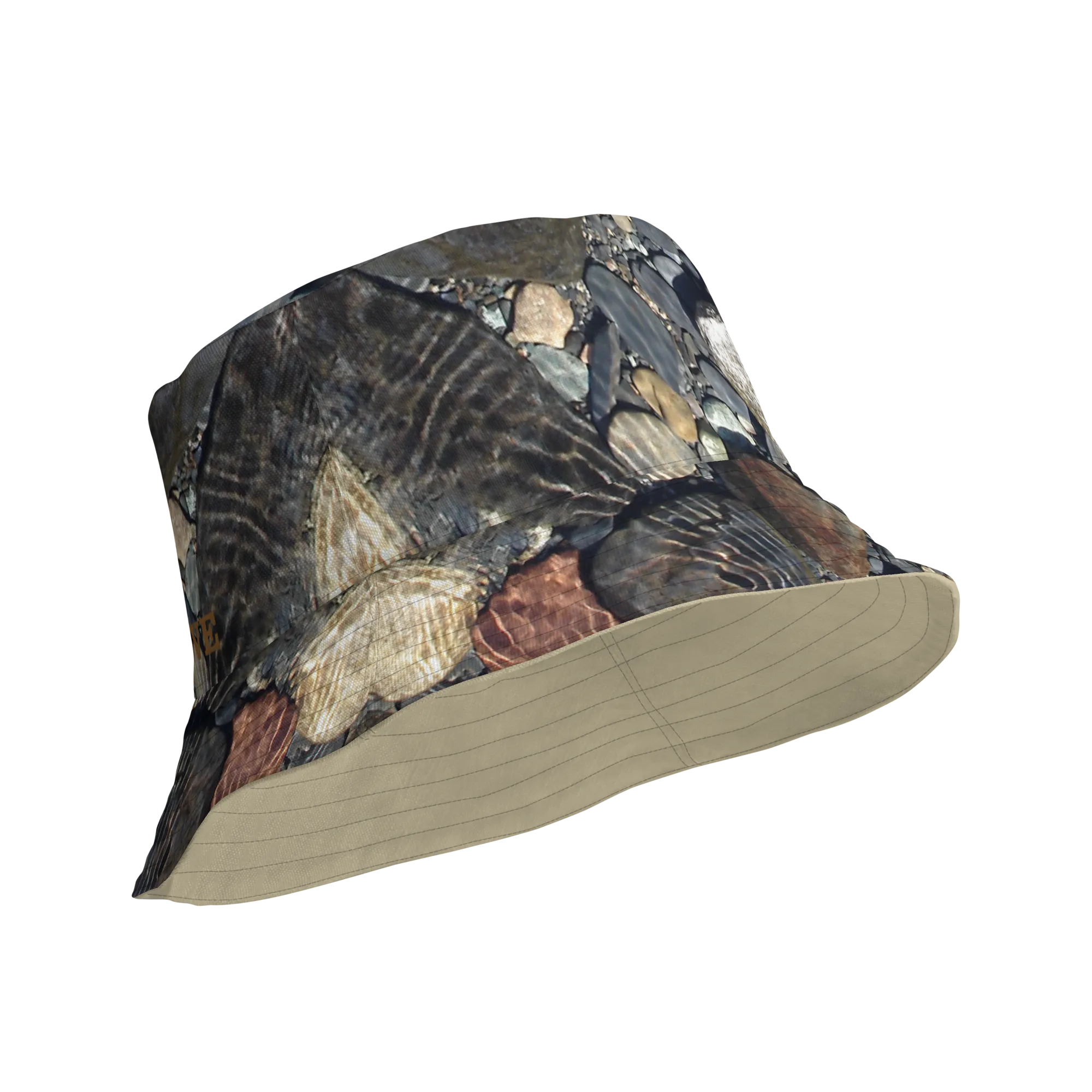 The EARTH LOVE Collection - "Rock Renaissance" Design Premium Reversible Bucket Hat - Light Beige Inside - Beach Hat, Gifts for Her, Gifts for Him