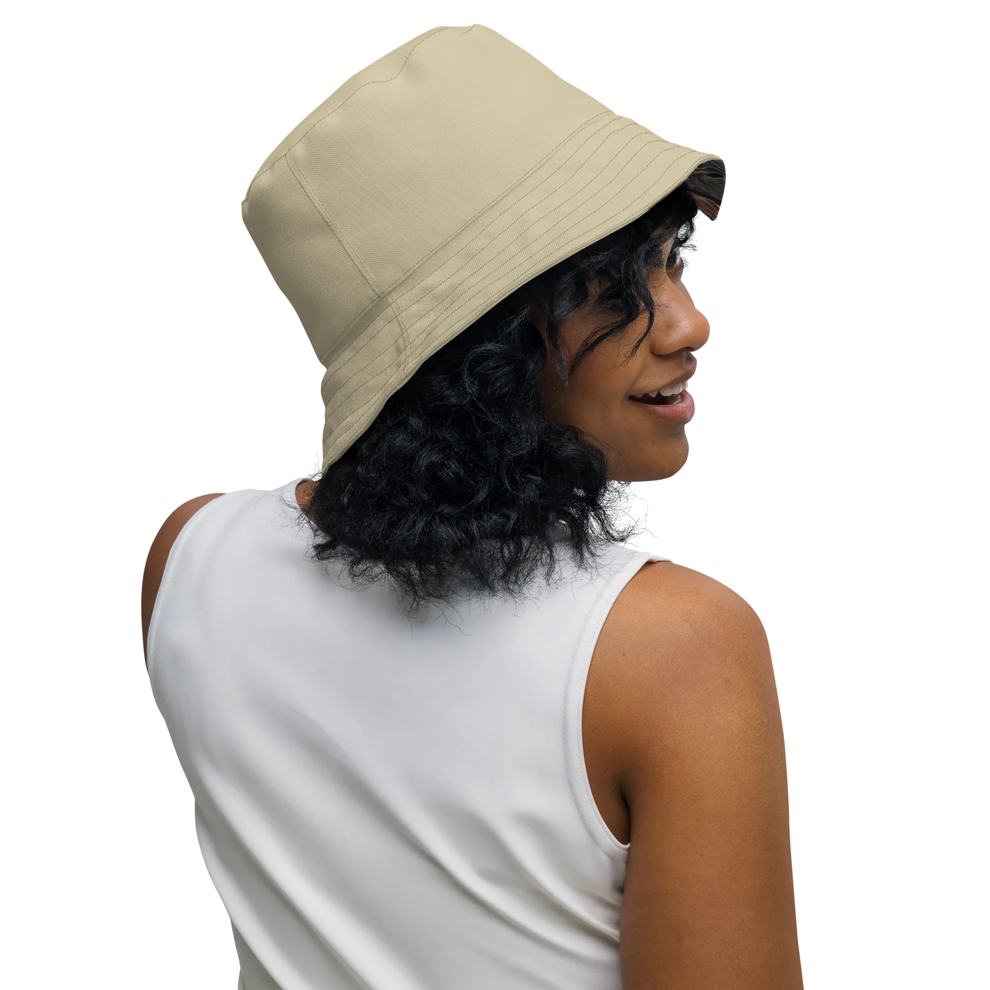 The EARTH LOVE Collection - "Rock Renaissance" Design Premium Reversible Bucket Hat - Light Beige Inside - Beach Hat, Gifts for Her, Gifts for Him