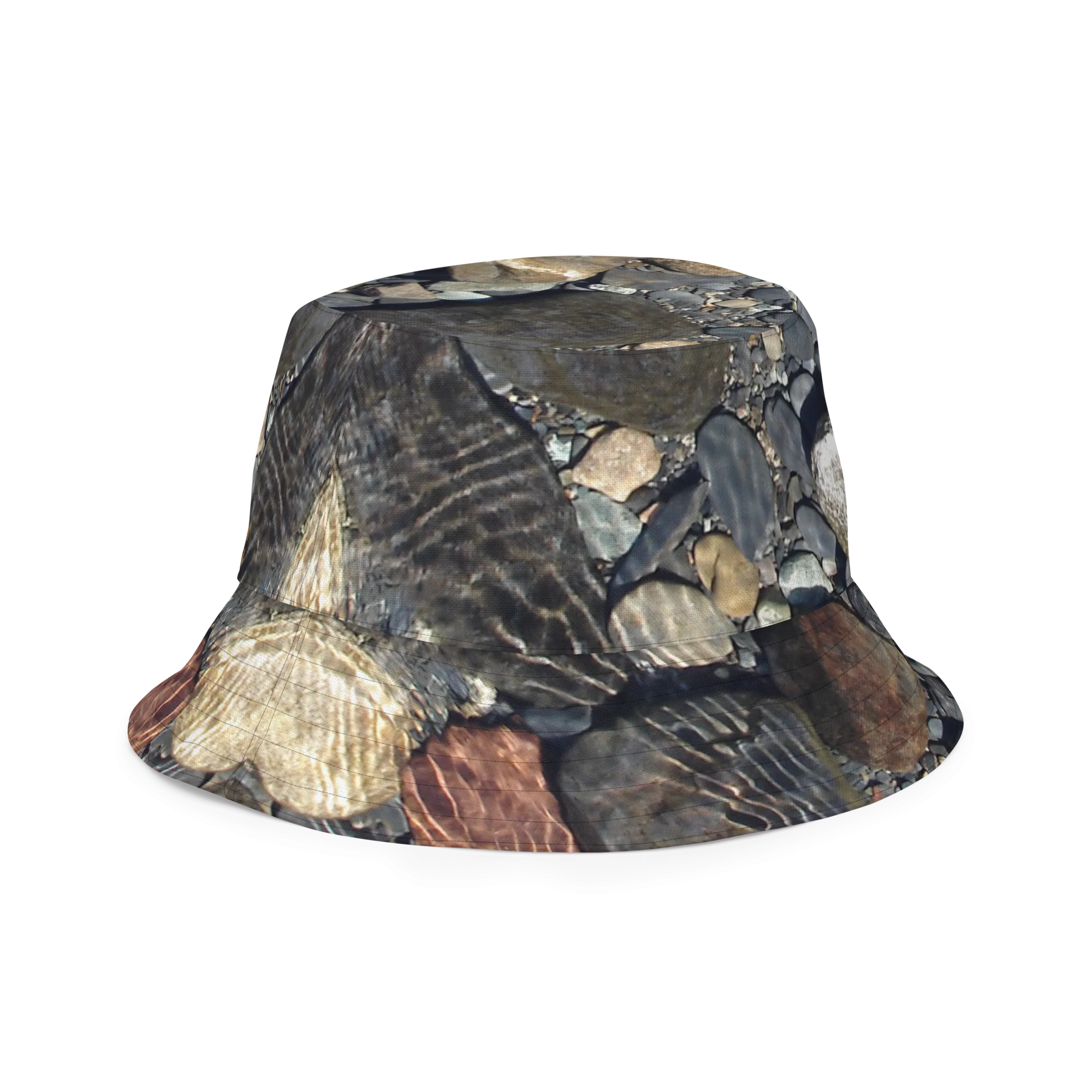 The EARTH LOVE Collection - "Rock Renaissance" Design Premium Reversible Bucket Hat - Light Beige Inside - Beach Hat, Gifts for Her, Gifts for Him