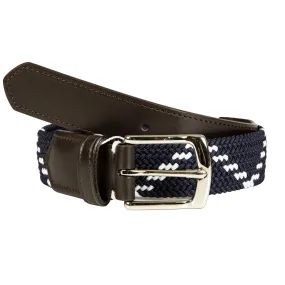 The Fischer Stretch Belt Navy/White Dogleg Stripe - SS24