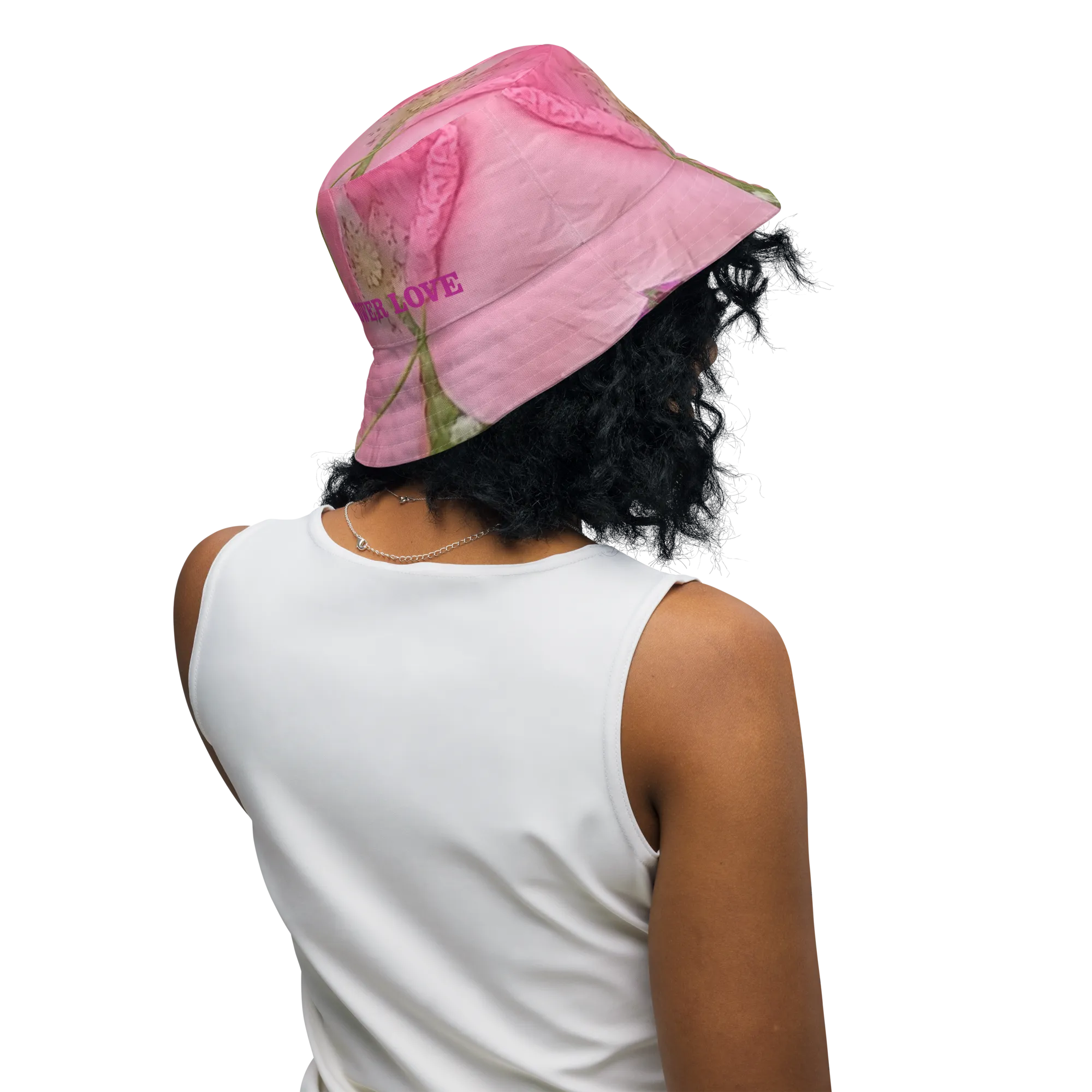 The FLOWER LOVE Collection - "Pretty Pink Poppies" Design Premium Reversible Bucket Hat - Green Inside - Beach Hat, Gifts for Her