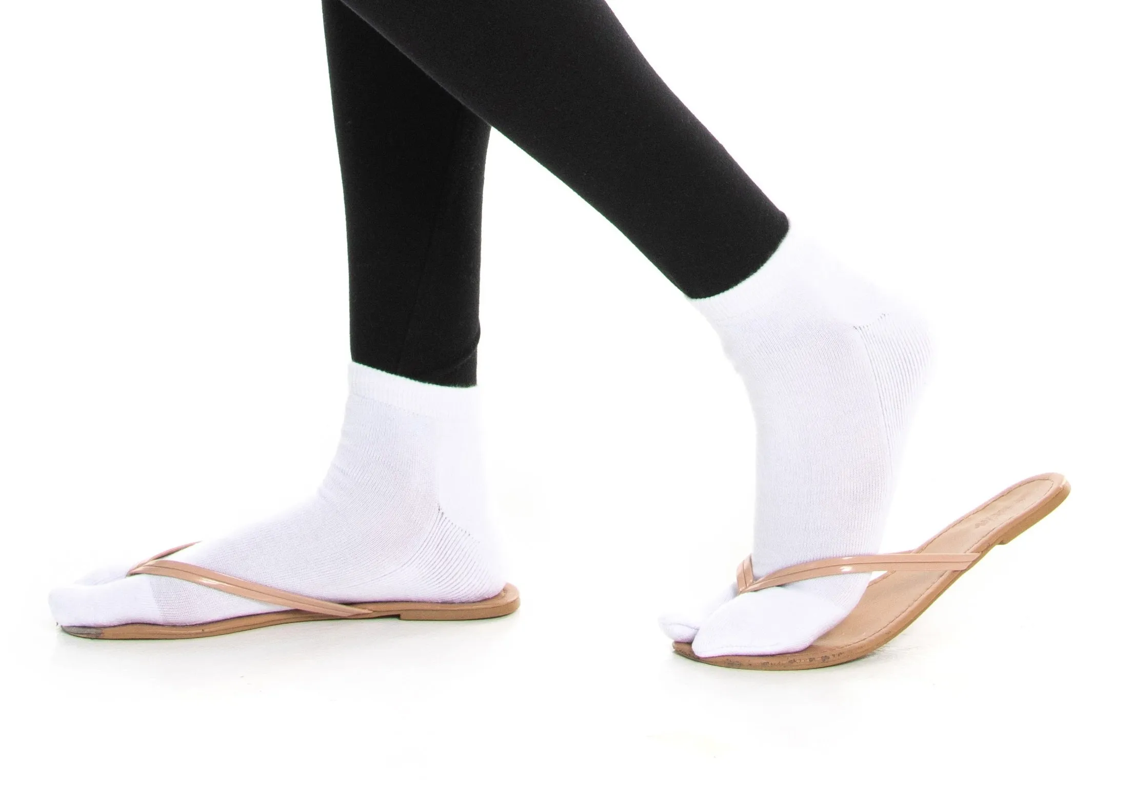 V-Toe Flip-Flop Socks Ankle Tabi 3 Pairs Thicker Comfy Warm Styles White Casual or Athletic