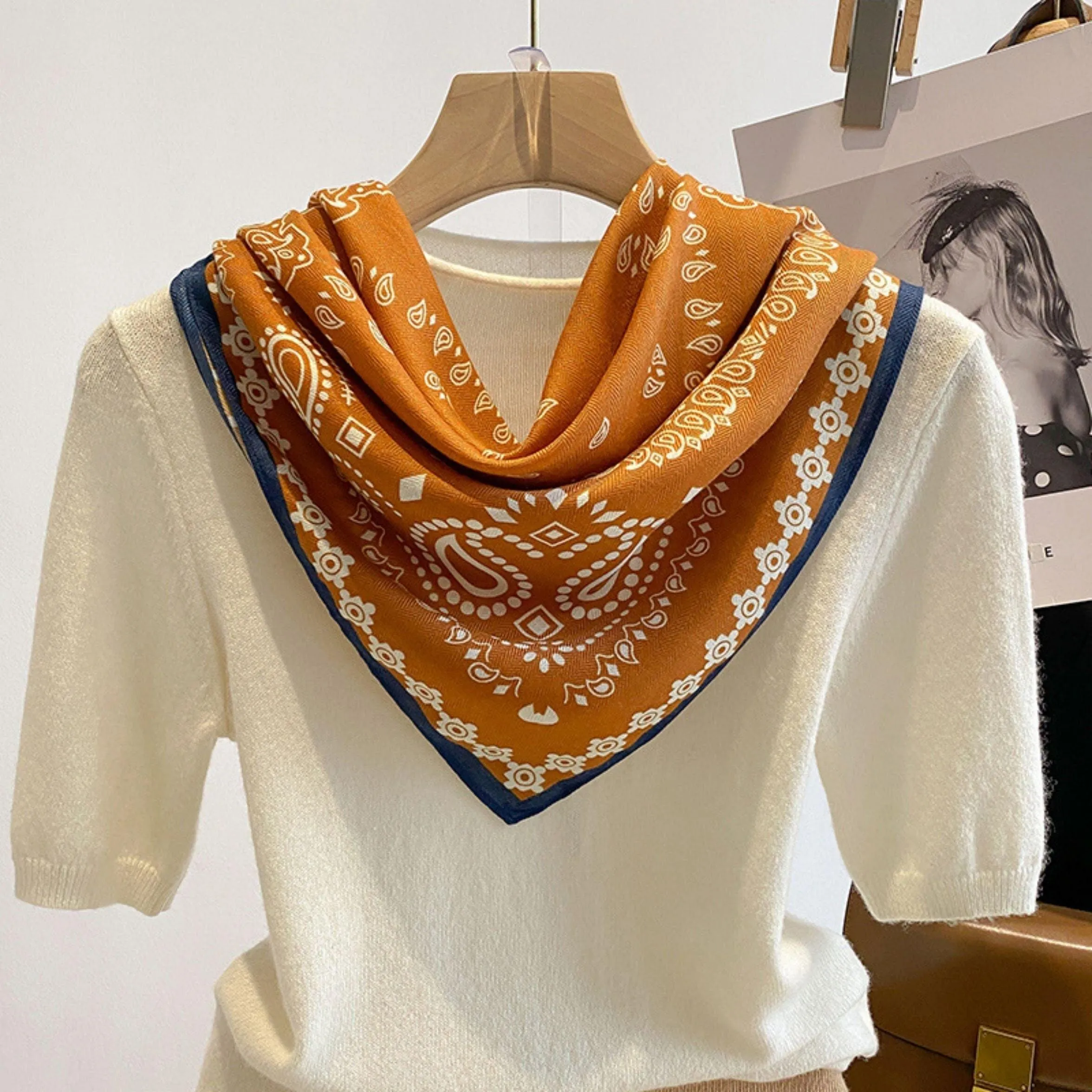 Versatile Beauty: Cotton and Linen Texture Ladies Neckerchief and Dual-Purpose Shawl