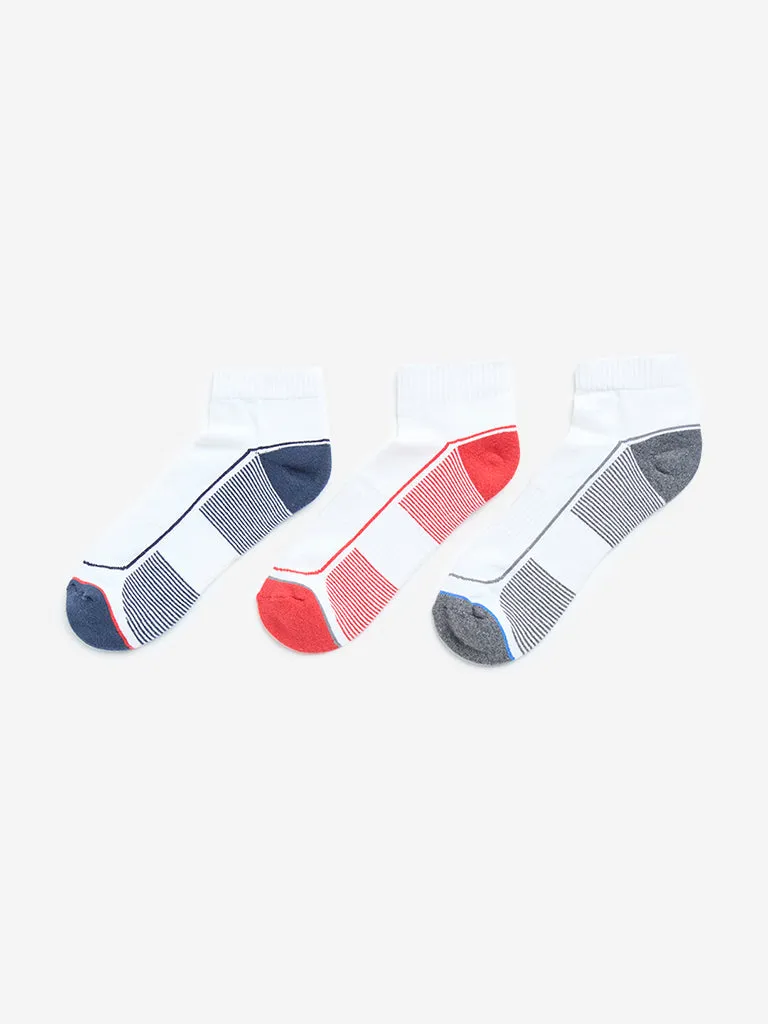 WES Lounge White Trainer Cotton Blend Socks - Pack of 3