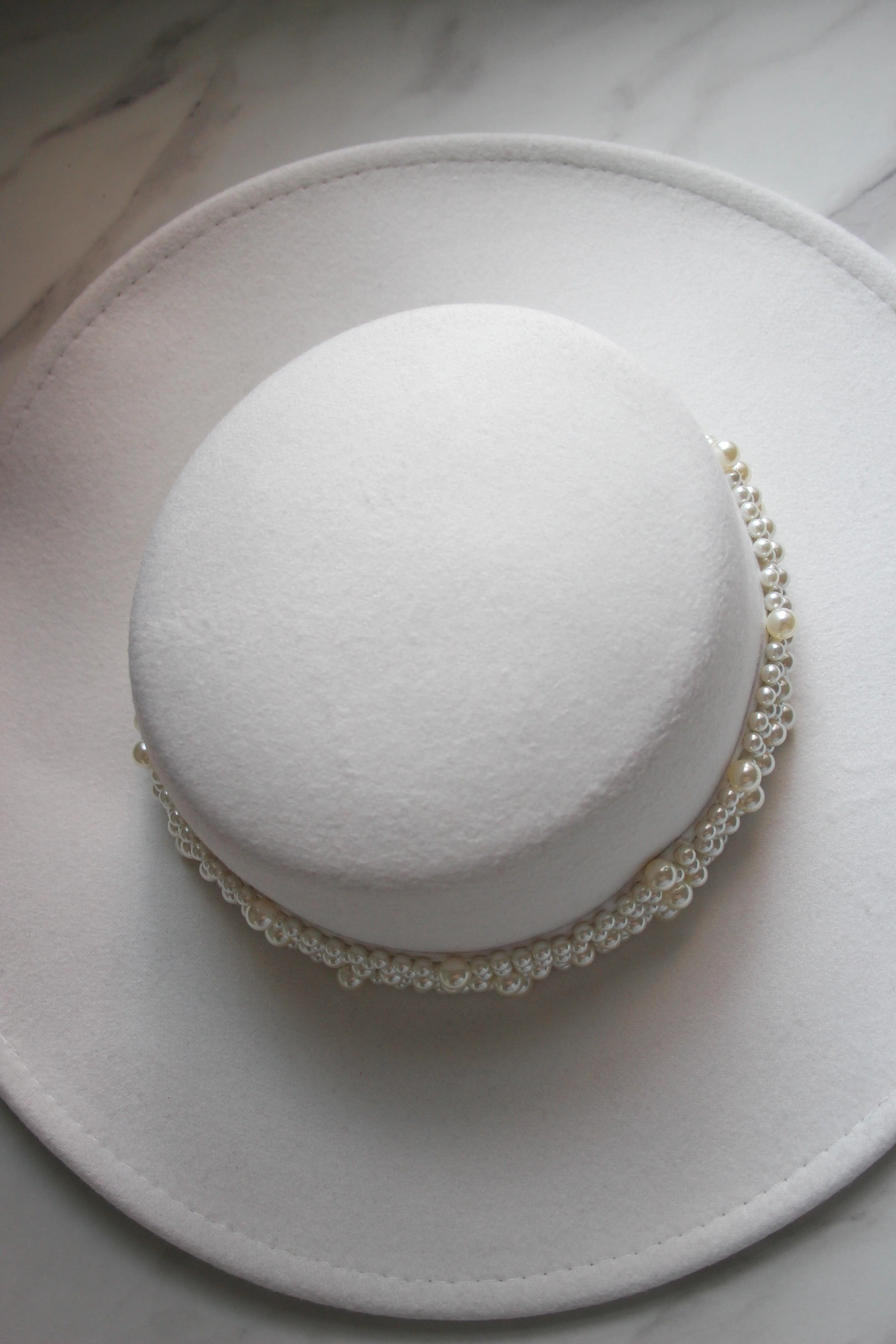 White Pearl Wedding Hat