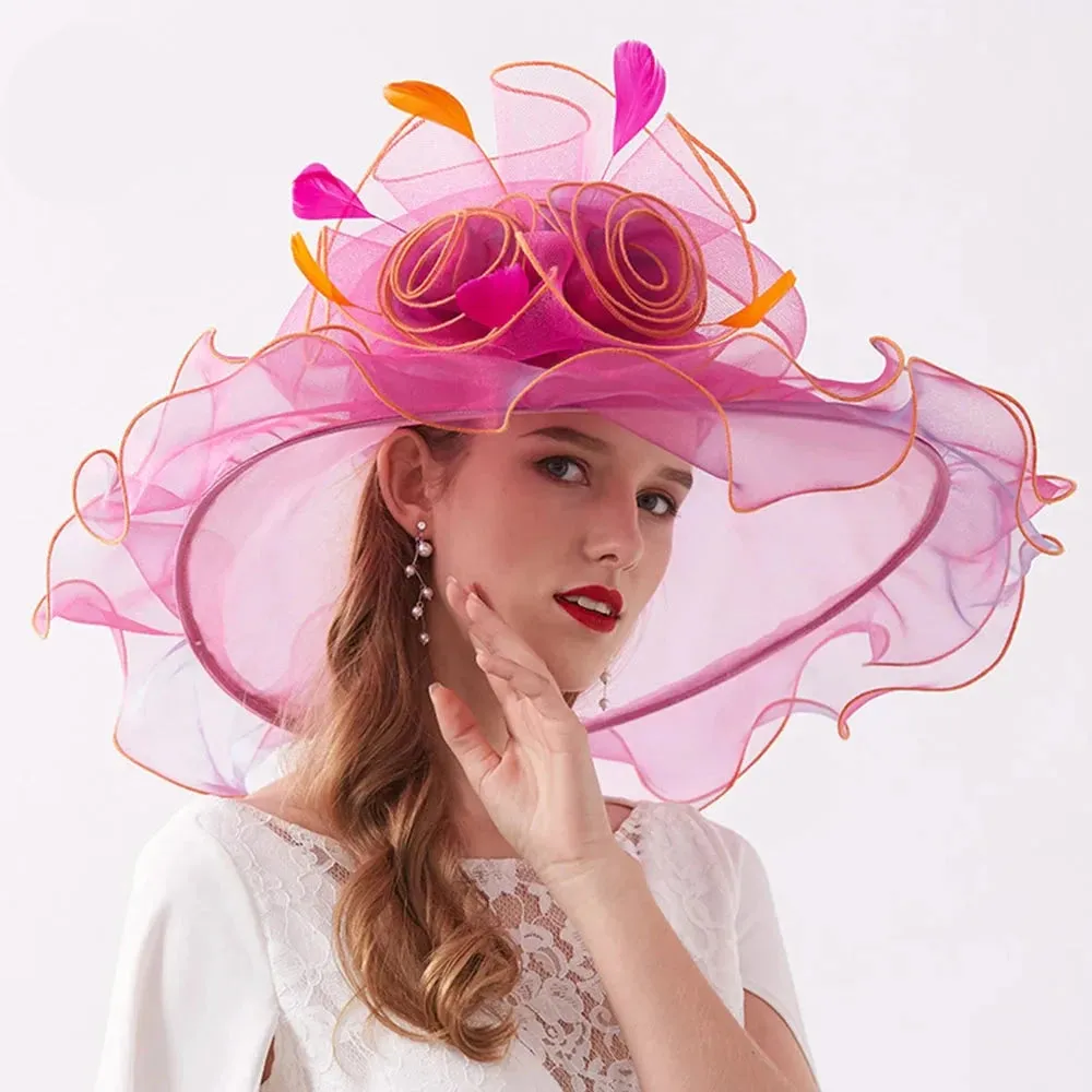 Wide Brim Organza Kentucky Derby Hats Spring Race Season