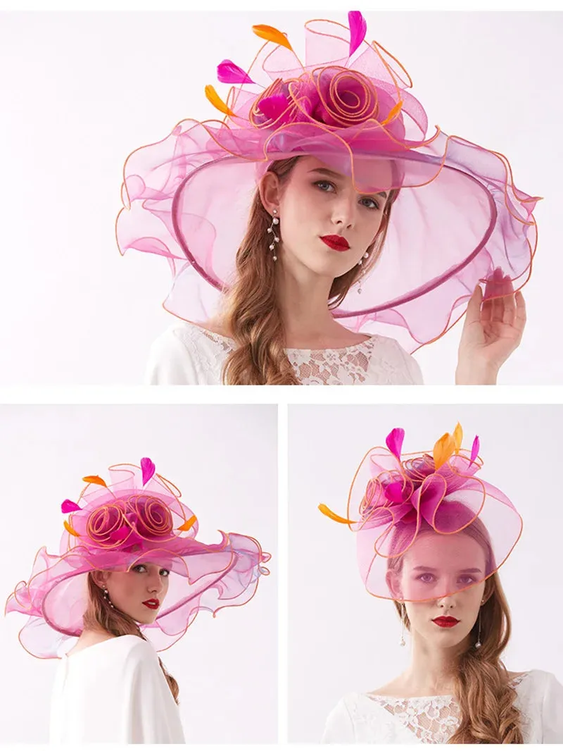 Wide Brim Organza Kentucky Derby Hats Spring Race Season