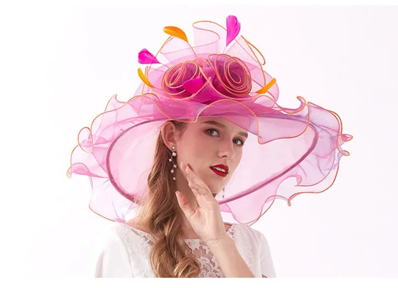 Wide Brim Organza Kentucky Derby Hats Spring Race Season