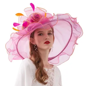 Wide Brim Organza Kentucky Derby Hats Spring Race Season