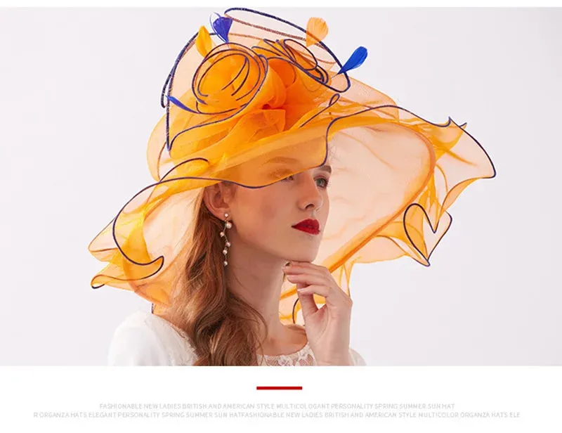 Wide Brim Organza Kentucky Derby Hats Spring Race Season