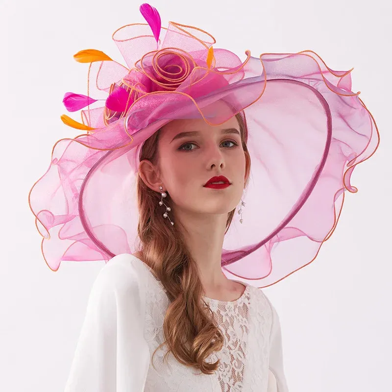 Wide Brim Organza Kentucky Derby Hats Spring Race Season