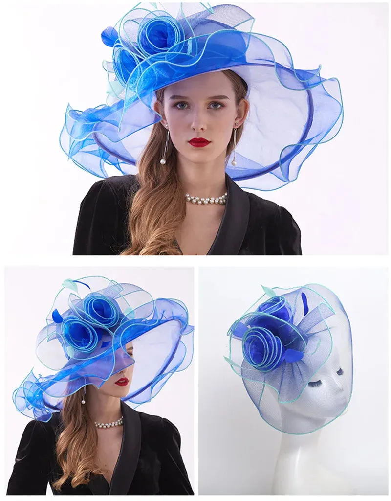 Wide Brim Organza Kentucky Derby Hats Spring Race Season