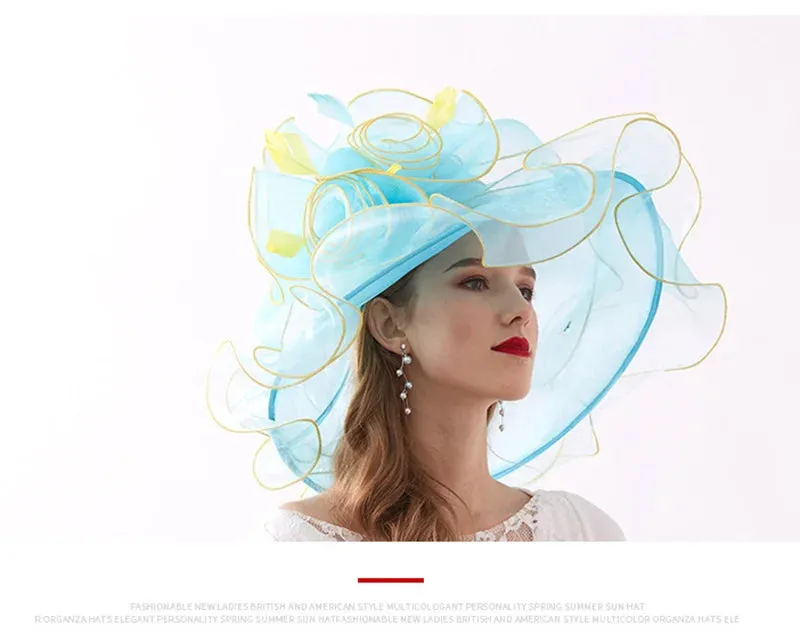 Wide Brim Organza Kentucky Derby Hats Spring Race Season