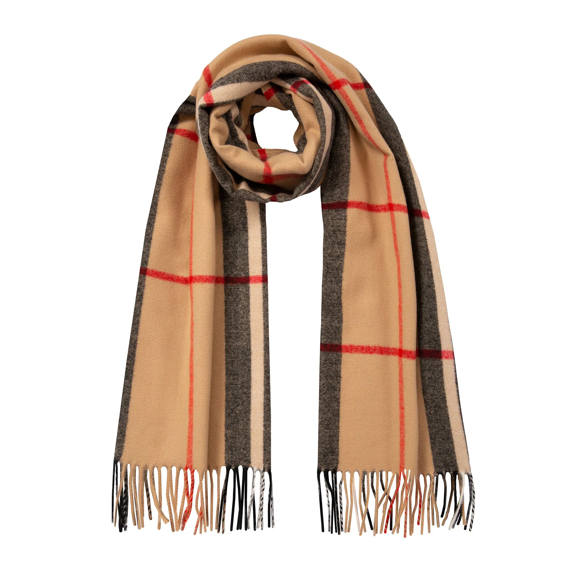 Women’s Contrasting Check Scarf with Tassels