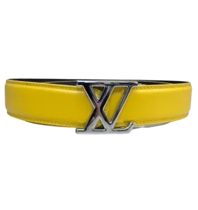 Yellow Men's Genuine Leathers Belt Sliver Buckle Fashion Design